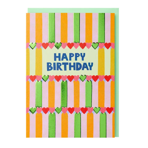 Raspberry Blossom Happy Birthday Hearts & Stripes JOF03