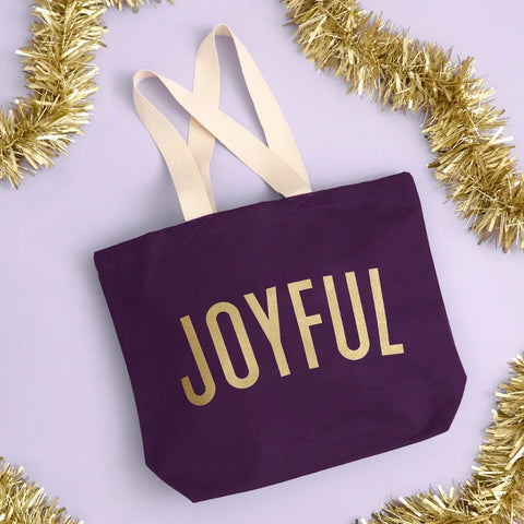 Alphabet Bags Joyful - Plum Canvas Tote Bag