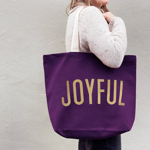 Alphabet Bags Joyful - Plum Canvas Tote Bag