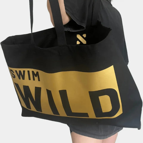 The Cornish Studio Jumbo Swim Wild Bag Black/Gold
