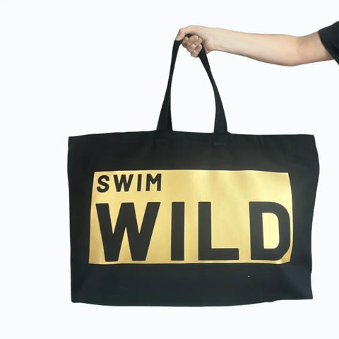 The Cornish Studio Jumbo Swim Wild Bag Black/Gold