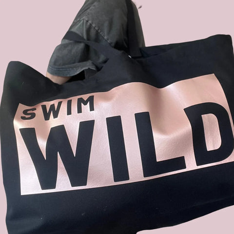 The Cornish Studio Jumbo Swim Wild Bag Black/Rose Gold