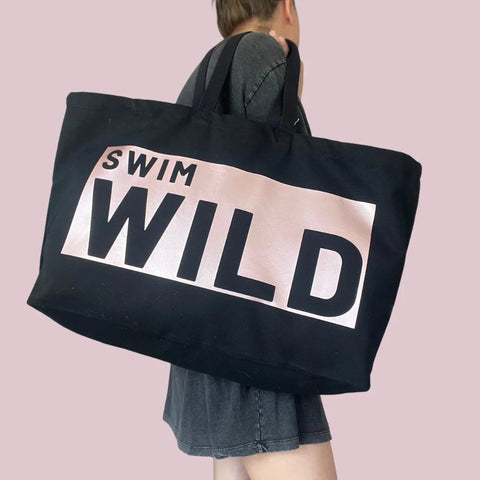 The Cornish Studio Jumbo Swim Wild Bag Black/Rose Gold