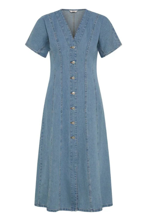 B Young Kapuca Dress 3 In Mid Blue Denim