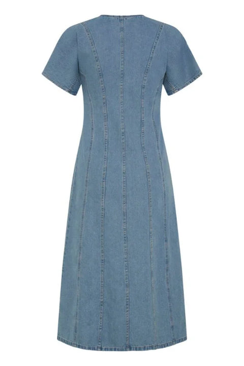 B Young Kapuca Dress 3 In Mid Blue Denim