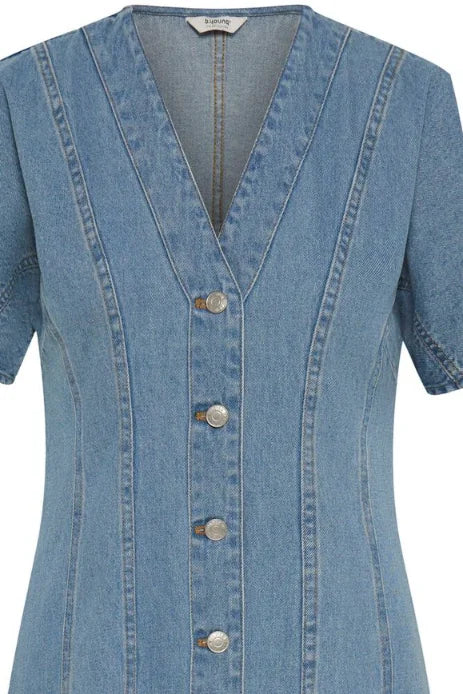 B Young Kapuca Dress 3 In Mid Blue Denim
