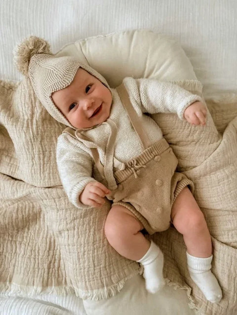 Ada Baby Knit Pom Pom Baby Hat Cream