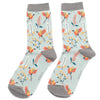 Miss Sparrow SKS209 Pheasants & Flowers Socks Duck Egg