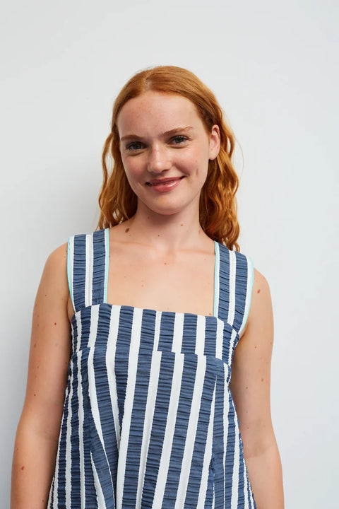 Dr Bloom Lemonade Dress In Blue Stripe