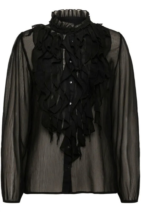 Saint Tropez Lilja Crinkle LS Shirt In Black