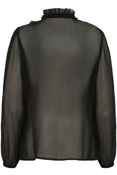 Saint Tropez Lilja Crinkle LS Shirt In Black