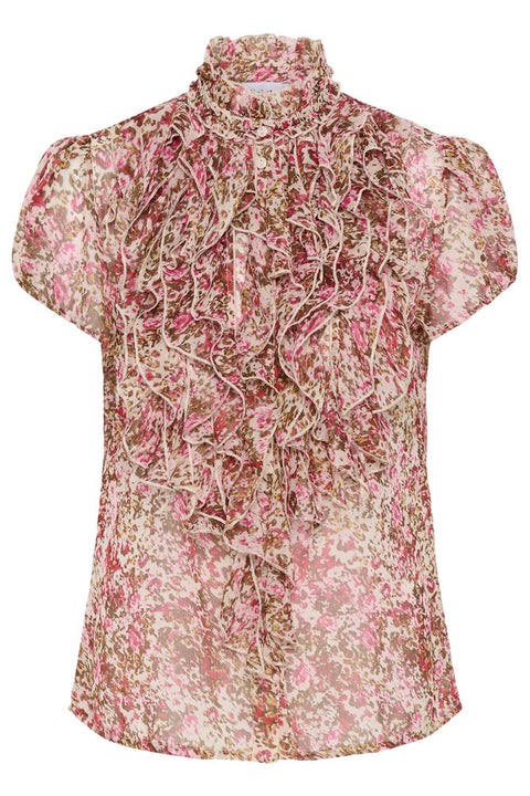 Saint Tropez Lilja Crinkle SS Shirt In Ballerina Brushed Blooms