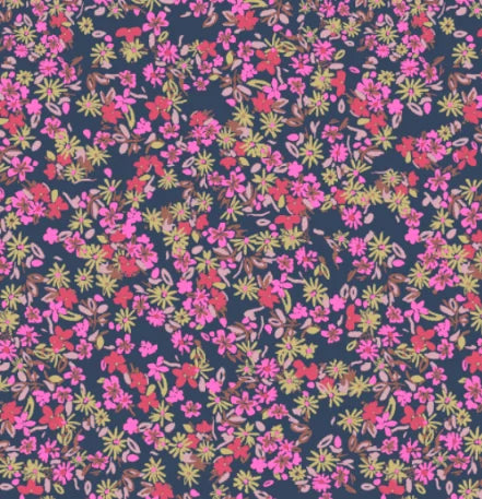 Saint Tropez Lilja Crinkle SS Shirt In Navy Peony Blooms