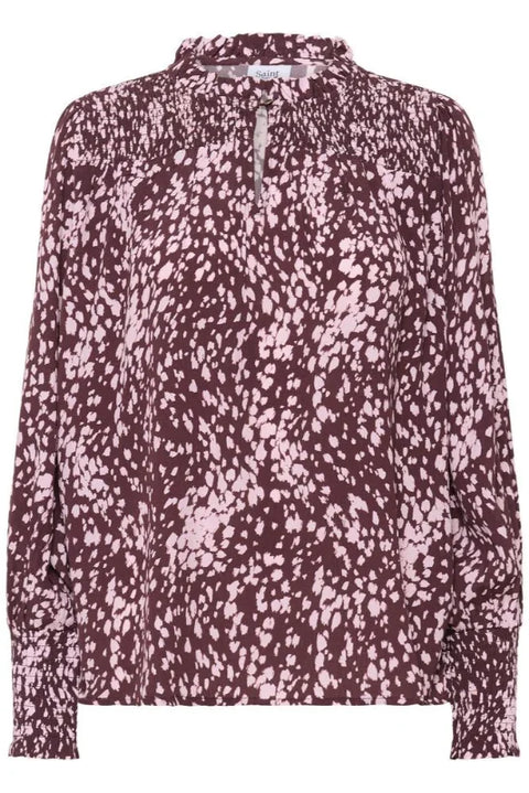 Saint Tropez Malika Blouse In Fudge Spotty Animal