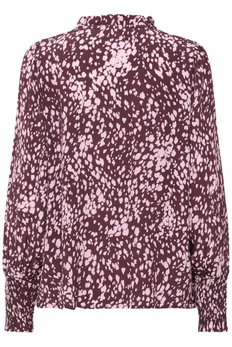 Saint Tropez Malika Blouse In Fudge Spotty Animal