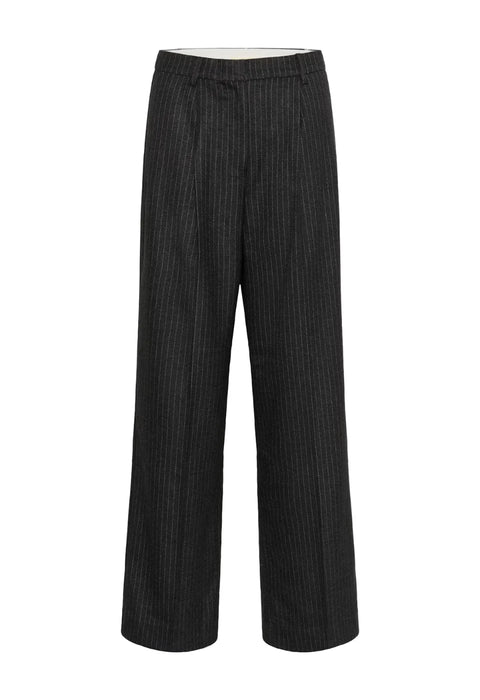 Soaked In Luxury Malodi Pants In Grey Melange Pinstripe