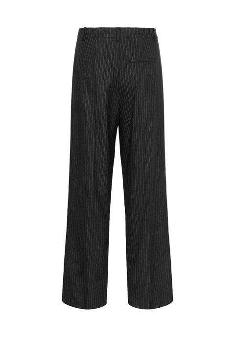 Soaked In Luxury Malodi Pants In Grey Melange Pinstripe