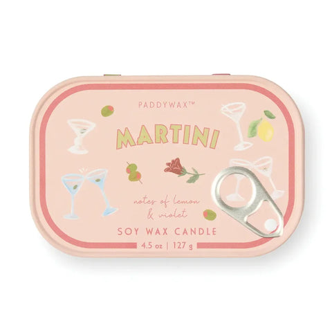 Paddywax Bistro 4.5oz/127g Martini Printed Tin Candle