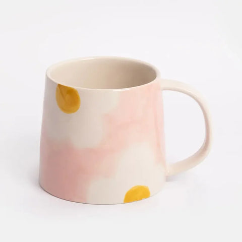 Caroline Gardner Gifts MGL101 Pink & Mustard Flower Large Mug