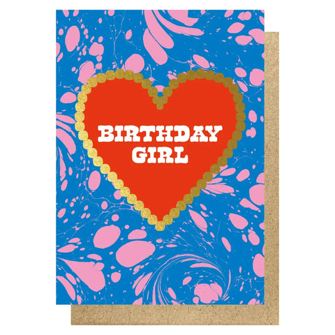 Lucky Ink MH7 Birthday Girl Marble Print Foil Card