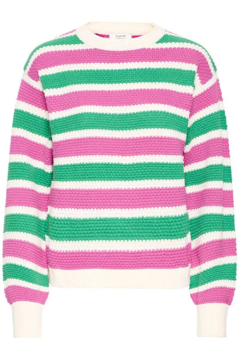 B Young Mikala Oneck Jumper 2 Pullover In Stripe Phlox Pink