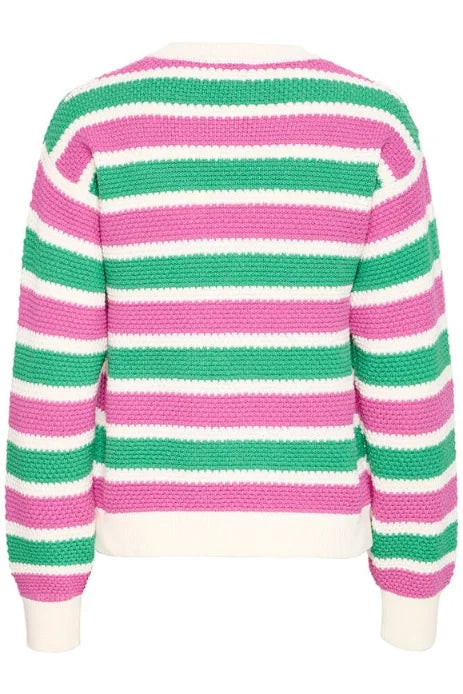 B Young Mikala Oneck Jumper 2 Pullover In Stripe Phlox Pink