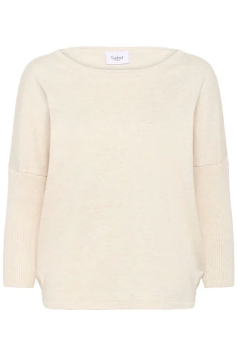 Saint Tropez Mila R-Neck Pullover In Fog Melange
