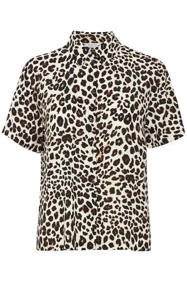 B Young Mjoella Crop Shirt In Black Leo Mix