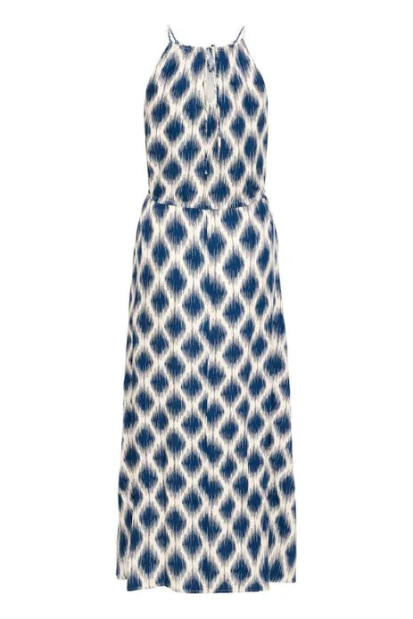 B Young Mmjoella Slip Dress 5 In Ogee Ikat Med Blue