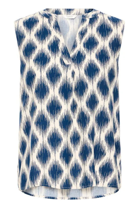 B Young Mmjoella Sl Top 3 In Ogee Ikat Med Blue