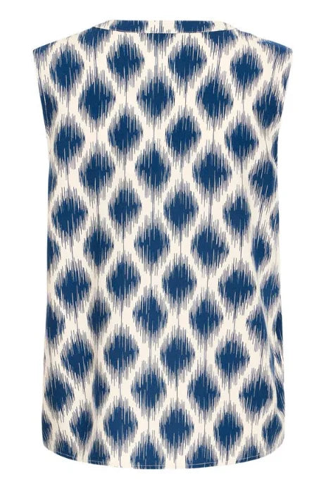 B Young Mmjoella Sl Top 3 In Ogee Ikat Med Blue