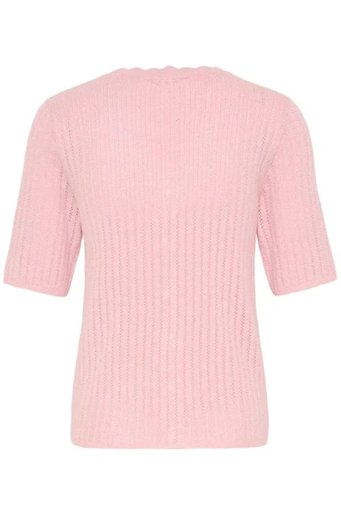 B Young Mobbe Rib Cardigan In Parfait Pink