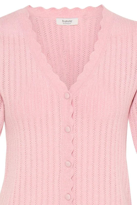 B Young Mobbe Rib Cardigan In Parfait Pink