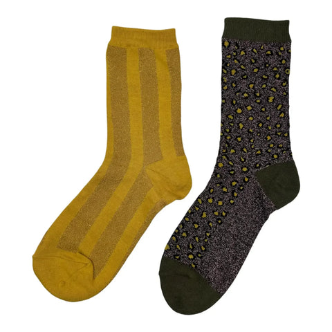 Sixton London Mustard Berlin & Cheetah sock box duo