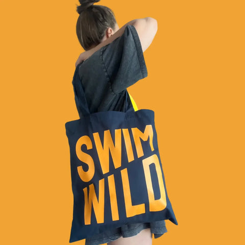 The Cornish Studio Navy Swim Wild Tote