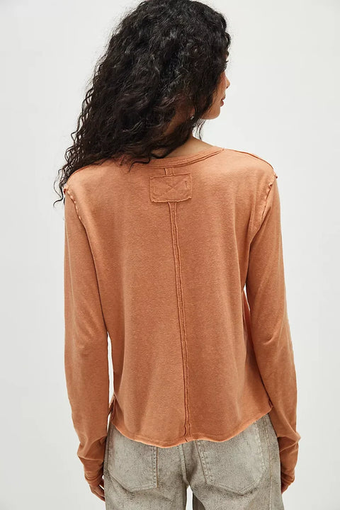 Free People Nova Tee Long Sleeved In Peached Copper
