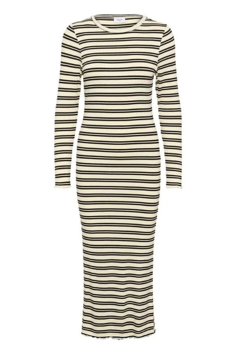 Saint Tropez Olalia LS Dress In Ice Black Stripe