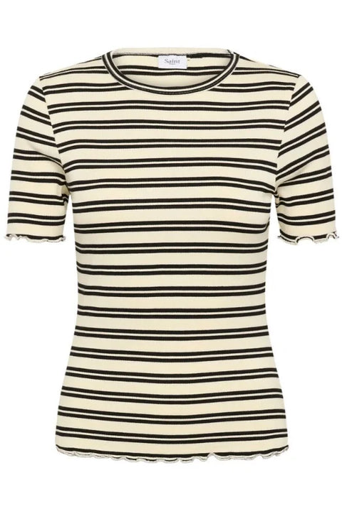 Saint Tropez Olalia SS T-Shirt In Ice Black Stripe