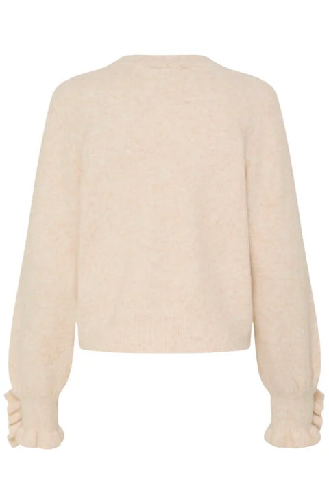 B Young Omea Frill Cardigan In Birch Melange