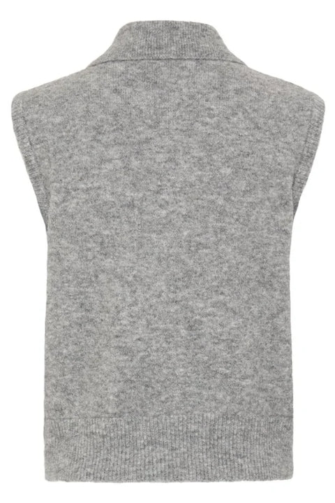 B Young Omea Zipper Slipover In Mid Grey Melange