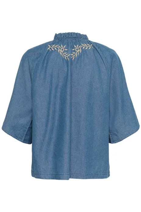 Saint Tropez Onaya Blouse In Medium Blue Denim