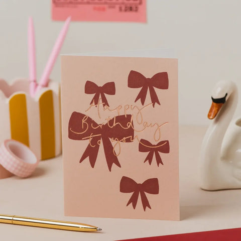 Oh Squirrel OSF86-NKD Happy Birthday To You Red Bows Foil Card