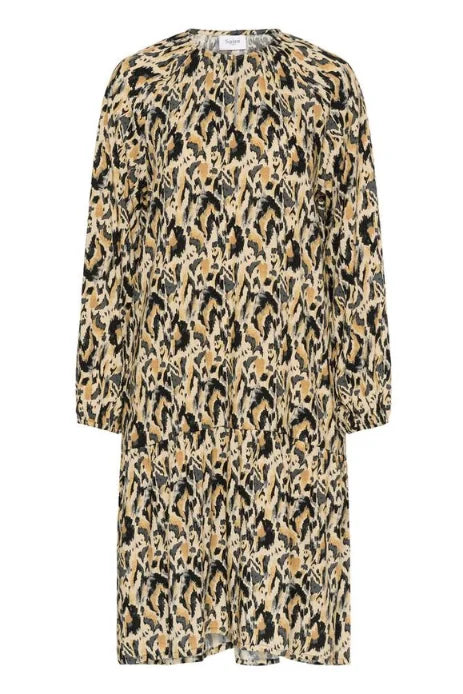 Saint Tropez Osina Dress In Tannin Blurry Animal