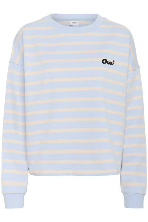 Saint Tropez Osiria Sweatshirt In Kentucky Blue Oatmeal Stripe