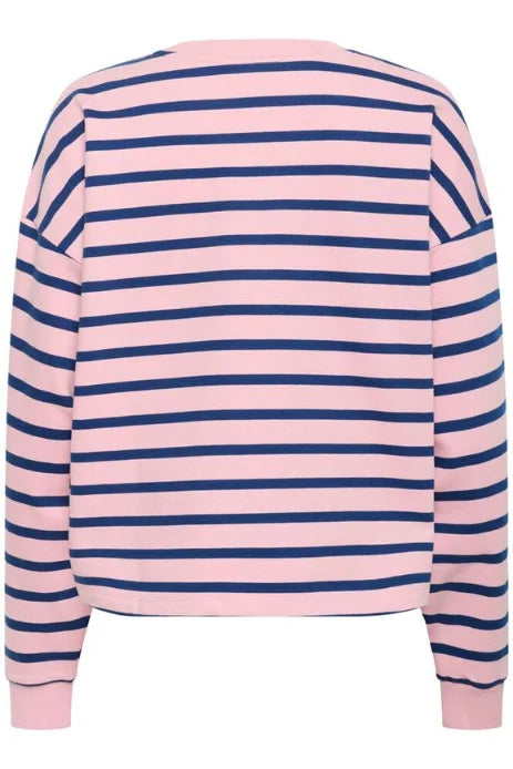 Saint Tropez Osiria Sweatshirt In Pink Nectar Navy Stripe