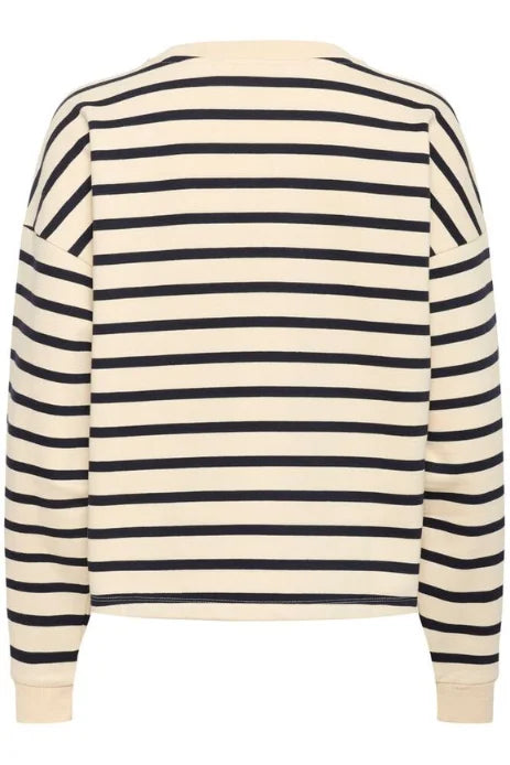 Saint Tropez Osiria Sweatshirt In Seedpearl Nightsky Stripe