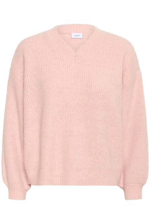 Saint Tropez Ottoline V-Neck Pullover In Pearl Blush Melange