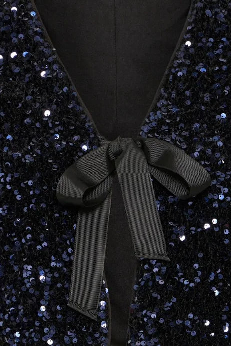 B Young Paillet Bow Jacket In Evening Blue