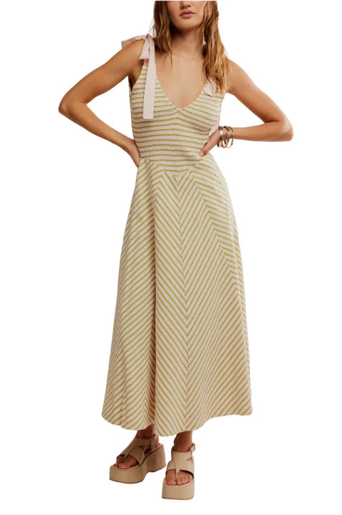 Free People Cecelia Midi Dress In Palma Combo