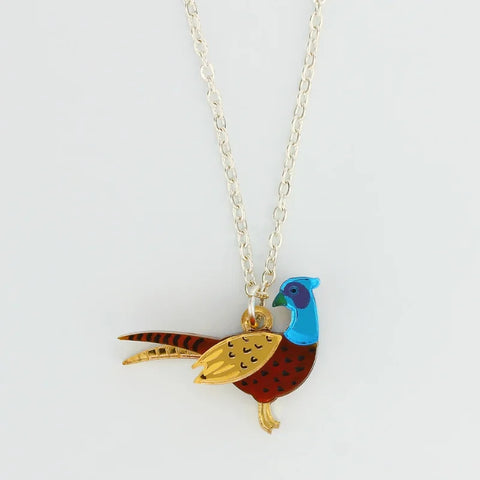 Little Moose Pheasant Charm Necklace Gold